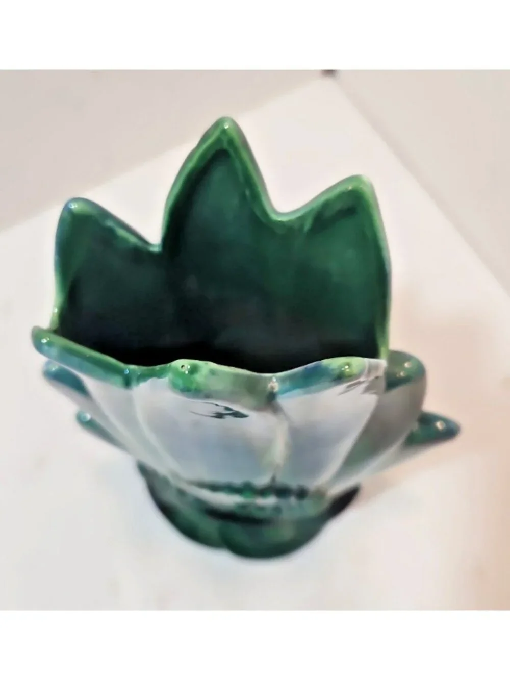Vtg Royal Haeger R832 Iridescent Green Drip Glaze Vase With Octopus Tentacle